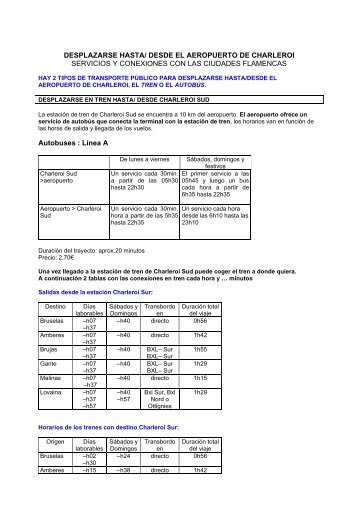 Desplazarse desde-hasta el aeropuerto de Charleroi - Flandes y ...