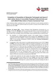 Completion of Acquisition of Alexandra Technopark and Issue of ...