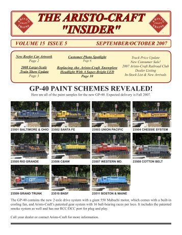 THE ARISTO-CRAFT "INSIDER" - G Scale News