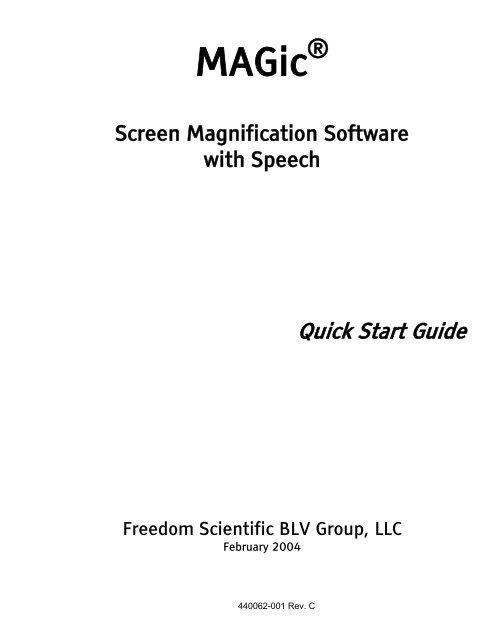 MAGic 9.0 Quick Start Guide (PDF) - Freedom Scientific