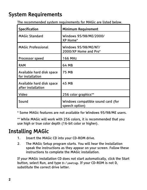 MAGic 9.0 Quick Start Guide (PDF) - Freedom Scientific