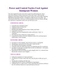 Power and Control Tactics Used Against Immigrant Women