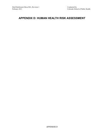 Appendix D: Human Health Risk Assessment - Garfield County ...