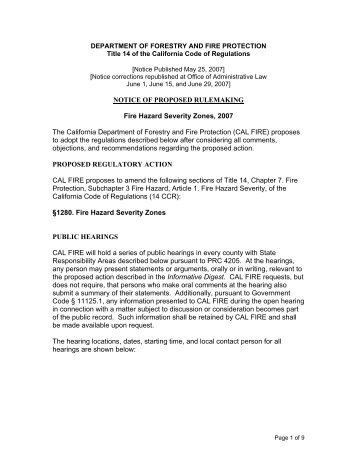 DEPARTMENT OF FORESTRY AND FIRE PROTECTION - Cal Fire