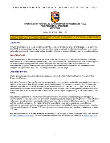 openings for temporary authorization appointments (tau)