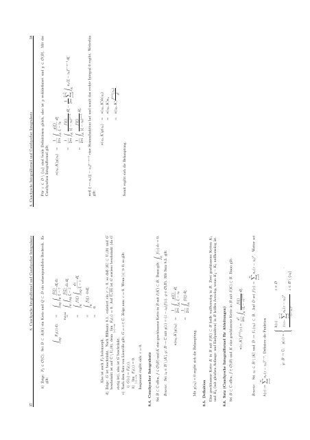 Analysis IV (Funktionentheorie) Inhaltsv erzeichnis