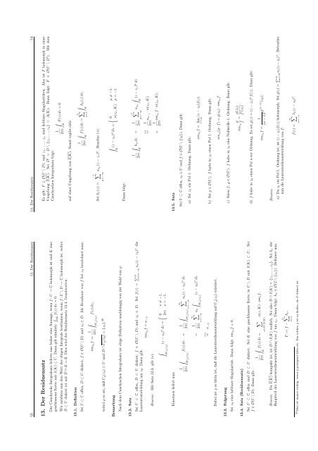 Analysis IV (Funktionentheorie) Inhaltsv erzeichnis