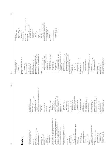 Analysis IV (Funktionentheorie) Inhaltsv erzeichnis