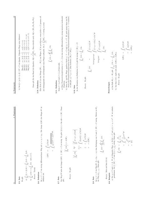 Analysis IV (Funktionentheorie) Inhaltsv erzeichnis