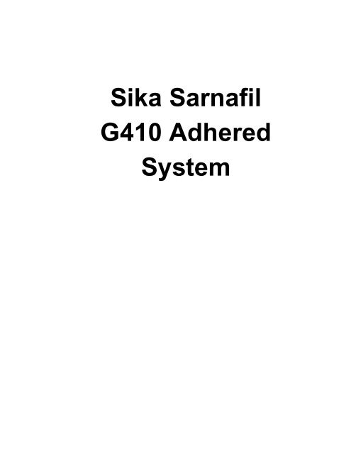 Sika Sarnafil G410 Adhered System - Florida Building Code ...