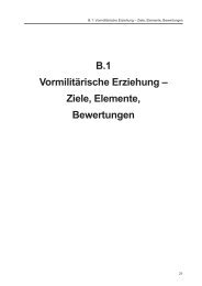 B.1 Vormilitärische Erziehung – Ziele, Elemente, Bewertungen