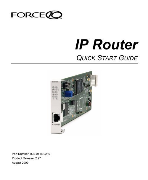 IP Router Quick Start Guide - Force10 Networks