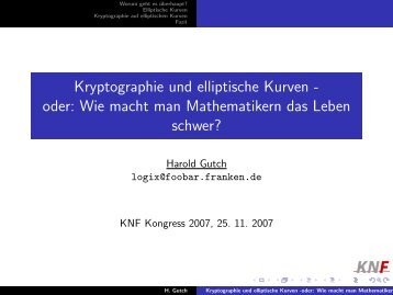 Kryptographie und elliptische Kurven - oder: Wie macht man ...