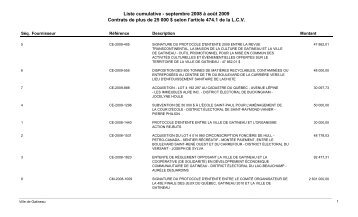 Liste cumulative - septembre 2008 à août 2009 ... - Ville de Gatineau