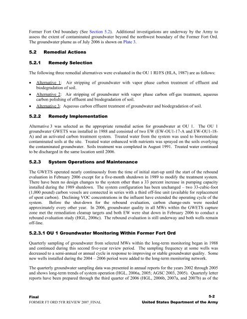 Final Second Five-Year Review Report Fort Ord Superfund Site ...