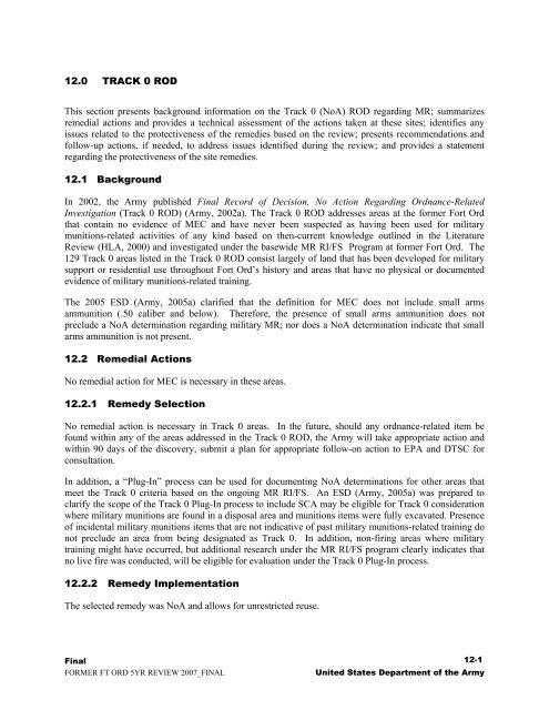Final Second Five-Year Review Report Fort Ord Superfund Site ...