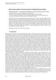 Microscopic studies of electron and ion irradiated polymeric films