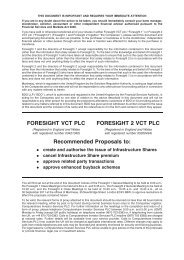 FORESIGHT VCT PLC FORESIGHT 2 VCT PLC ... - Foresight Group