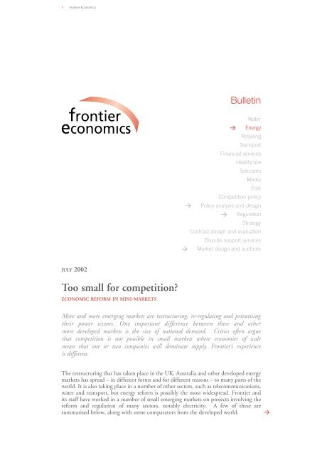 too small for competition.pdf - Frontier Economics