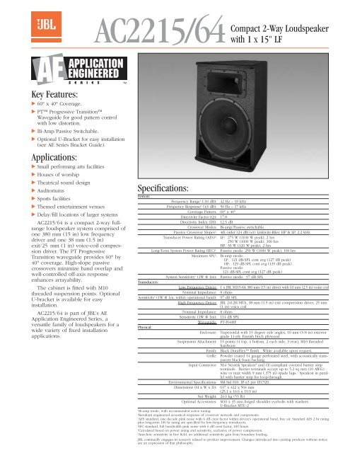 AC2215/64 Specs Sheet - ACE