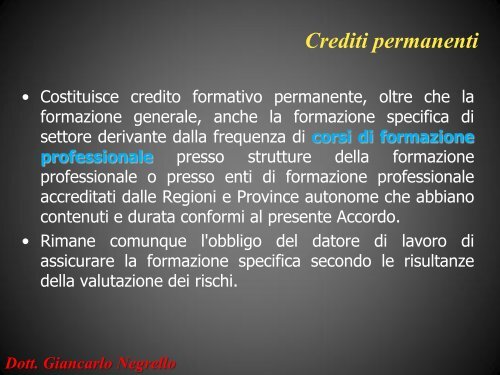 Dott. Giancarlo Negrello - Formazione e Sicurezza