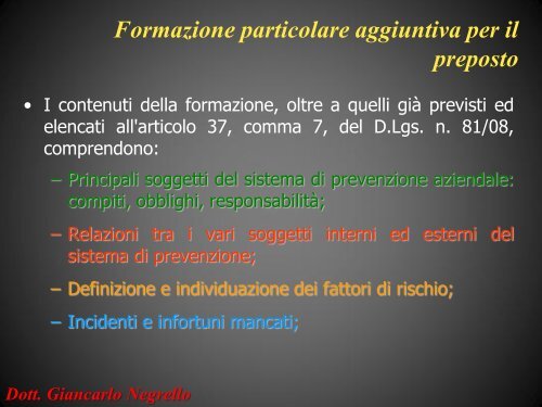 Dott. Giancarlo Negrello - Formazione e Sicurezza