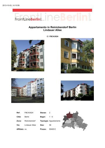 Appartamento in Reinickendorf Berlin Lindauer Allee - Front Line ...