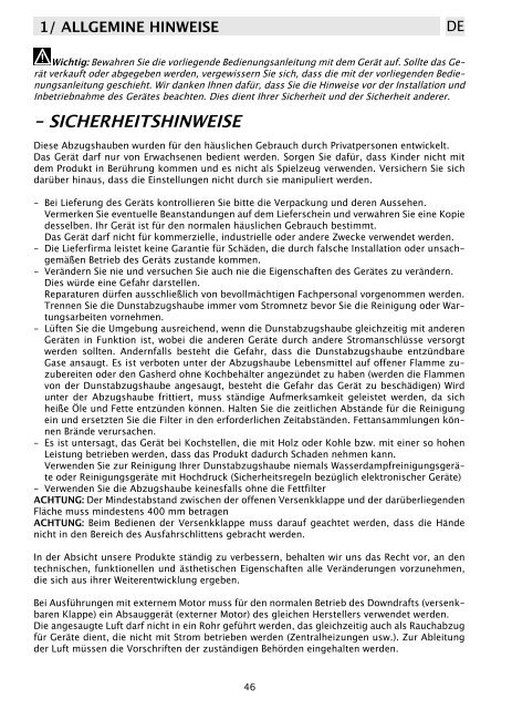 Gebrauchsanweisung - Foster S.p.A.