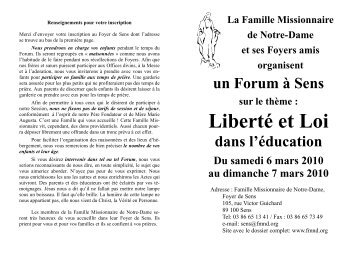 Programme pour le Forum de Sens sur Loi et liberté mars 2010 ...