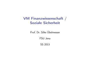 VM Finanzwissenschaft / Soziale Sicherheit