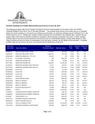 The following portfolio data for the Franklin Templeton funds is made ...