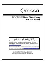 M707/M707Z Digital Photo Frame Owner's Manual ... - Micca Store!