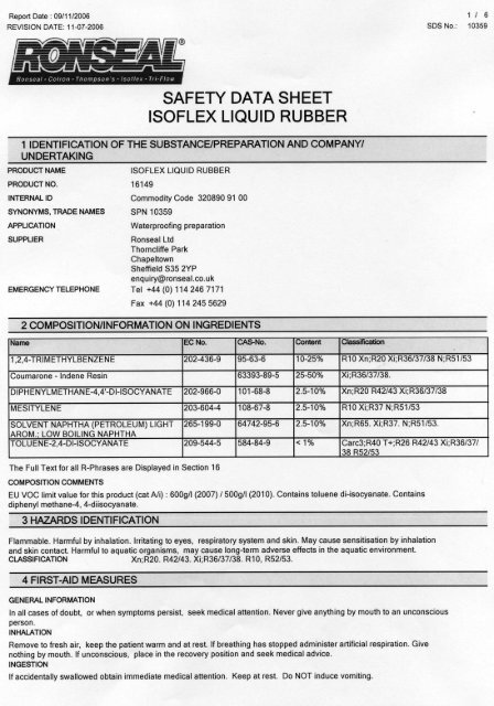 safety data sheet isoflex liquid rubber - Free-Instruction-Manuals.com