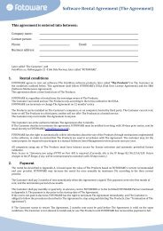 Software Rental Agreement (The Agreement) - FotoWare