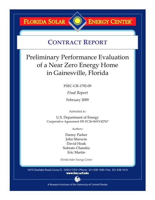 Preliminary Performance Evaluation of a Near Zero Energy Home in ...