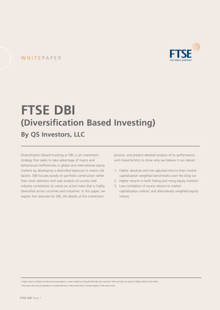 QS Investors Diversification Based Investing Whitepaper - FTSE