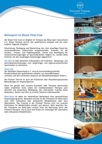 Rehasport im Blank Vital Club PDF - Fontane Therme