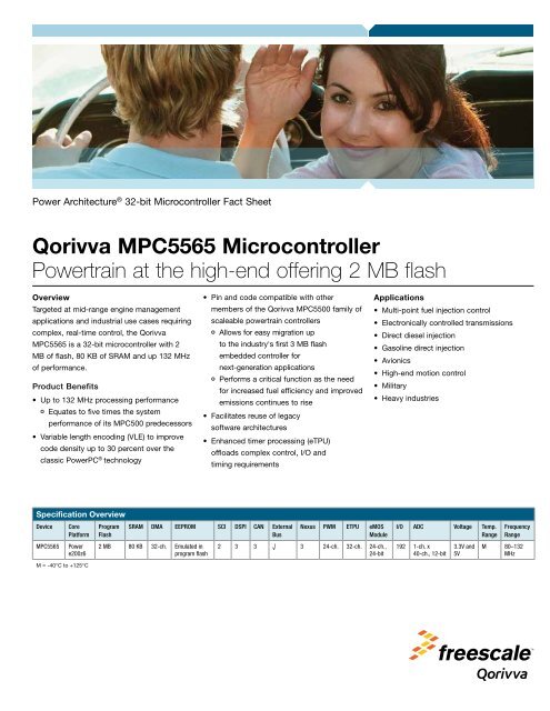 Qorivva MPC5565 Microcontroller Powertrain at the high-end ...