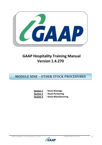 Back Office Training Manual - Module 9 (Other Stock Procedures)