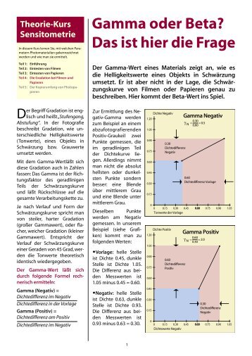 Teil 4: Die Gradation bei Filmen und Papieren - Fotoespresso