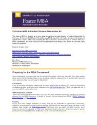 Admitted Student Newsletter #4 - University of Washington Foster ...