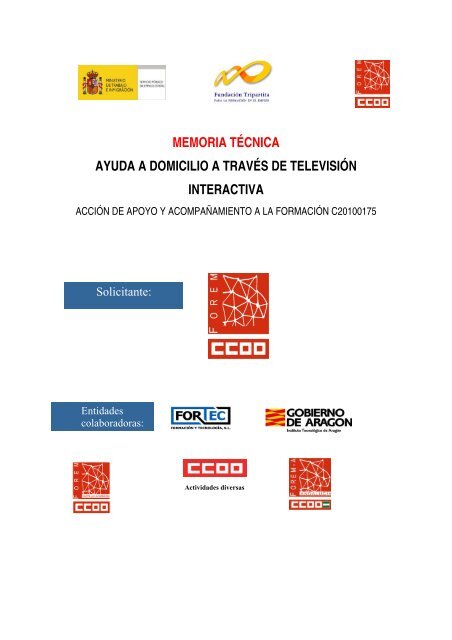 memoria técnica ayuda a domicilio a través de televisión ... - Forem