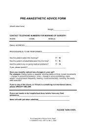 PRE-ANAESTHETIC ADVICE FORM - Forrest Hill Veterinary Clinic