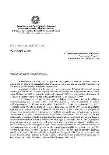 Presidenza del Consiglio dei Ministri - Dipartimento Funzione ...