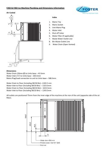 Ice Machine Dimensions & Plumbing- F202 & 302 - Foster Spares ...