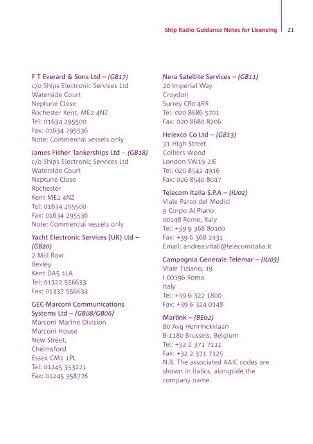 Ship Radio Guidance Notes for Licensing - Ofcom Licensing