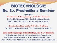 SYLABUS prednášok predmetu BIOTECHNOLÓGIE 2.ročník (Bc)