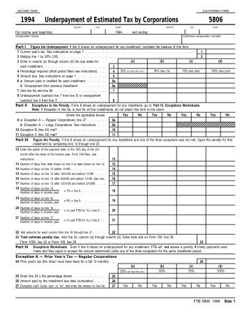 1994 FTB 5806 - California Franchise Tax Board