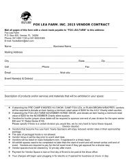 FOX LEA FARM. INC. 2013 VENDOR CONTRACT