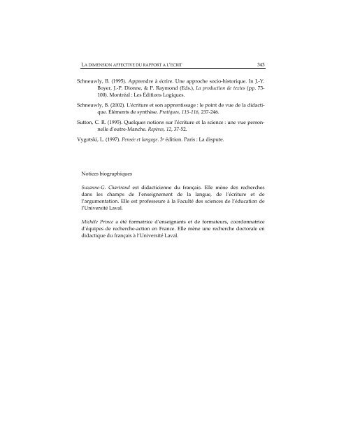 La dimension affective du rapport à l'écrit d'élèves québécois